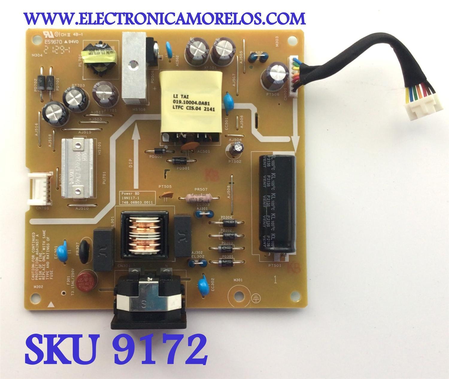 FUENTE PARA MONITOR DELL / NUMERO DE PARTE 755.06804.0001 / 748.06B03.0011 / 19N119-1 / MODELO S2721HGF 